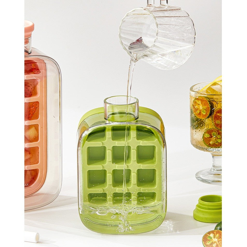 Forma de Gheata, Flippy, 2in1, Tip Sticla cu Pai, 500 ml, 12 Cuburi, 16.3 x 10.8 x 8 cm, Roz