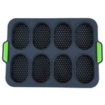 Forme de Silicon pentru Copt, Flippy, 8 Forme Ovale, pentru Paine si Prajituri, 34.5 x 23.8 x 2.5 cm, Negru/Verde