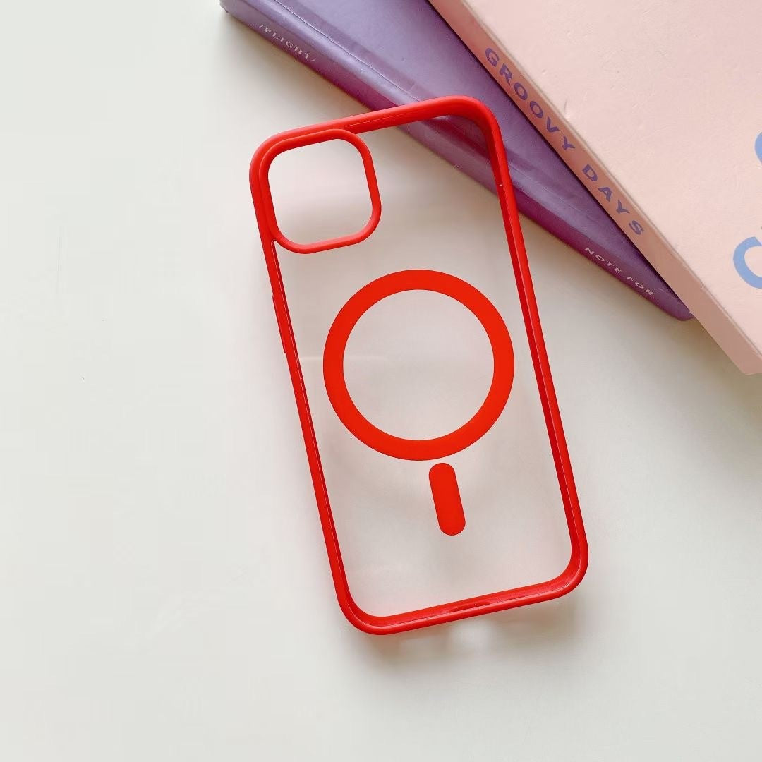 Husa MagSafe pentru Apple iPhone 14 Pro Max, Full Cover, Frosted Acrylic Color Big Hole, Magnetica, Incarcare Wireless,