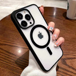 Husa MagSafe pentru Apple iPhone 13 Pro, Full Cover, Frosted Acrylic Color Big Hole, Magnetica, Incarcare Wireless,