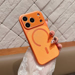 Carcasa Magnetica Mata, Flippy, Compatibila iPhone 17, din TPU/PC si Piele Ecologica, Portocaliu
