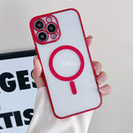 Husa MagSafe pentru Apple iPhone 12, Protectie camera, Full TPU, Margini colorate Electroplating, Magnetica, Incarcare