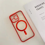Husa MagSafe pentru Apple iPhone 13, Protectie camera, Full TPU, Margini colorate Electroplating, Magnetica, Incarcare
