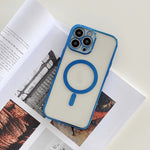 Husa MagSafe pentru Apple iPhone 13 Pro, Protectie camera, Full TPU, Margini colorate Electroplating, Magnetica,