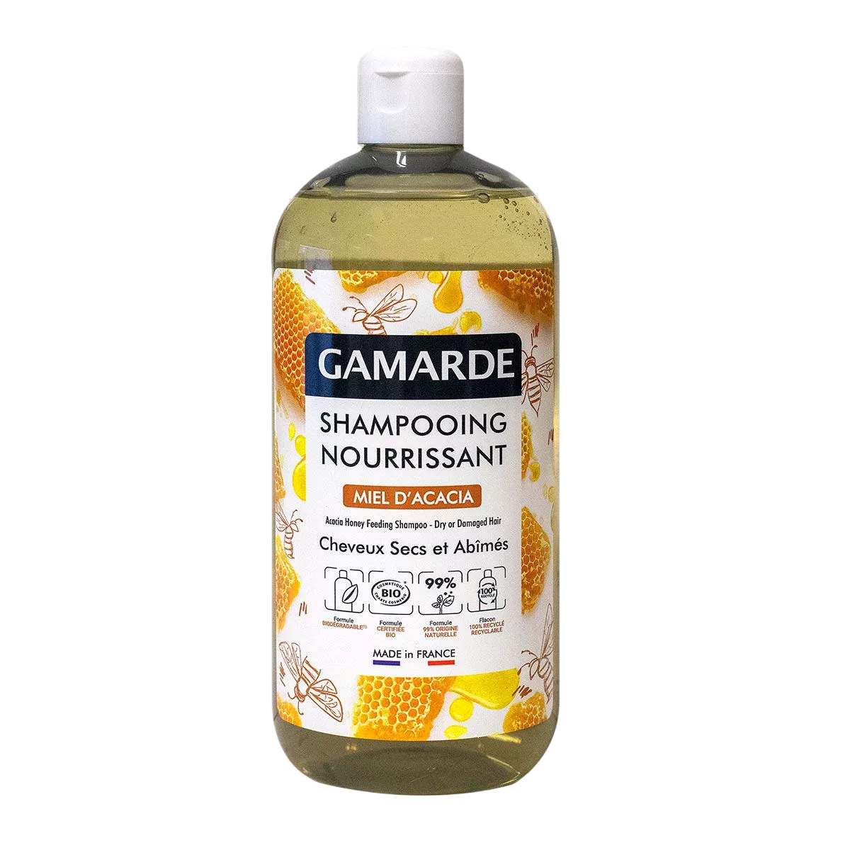 Gamarde, Bio, Miere de acacia, Șampon pentru tratamentul părului, Hrănitor, Pentru păr uscat și deteriorat, 500 ml