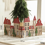 Decoratiune de Craciun, Flippy, Model Orasel de Craciun pentru Brad, in stil European, Pliabil din Lemn, 57 x 20 cm,