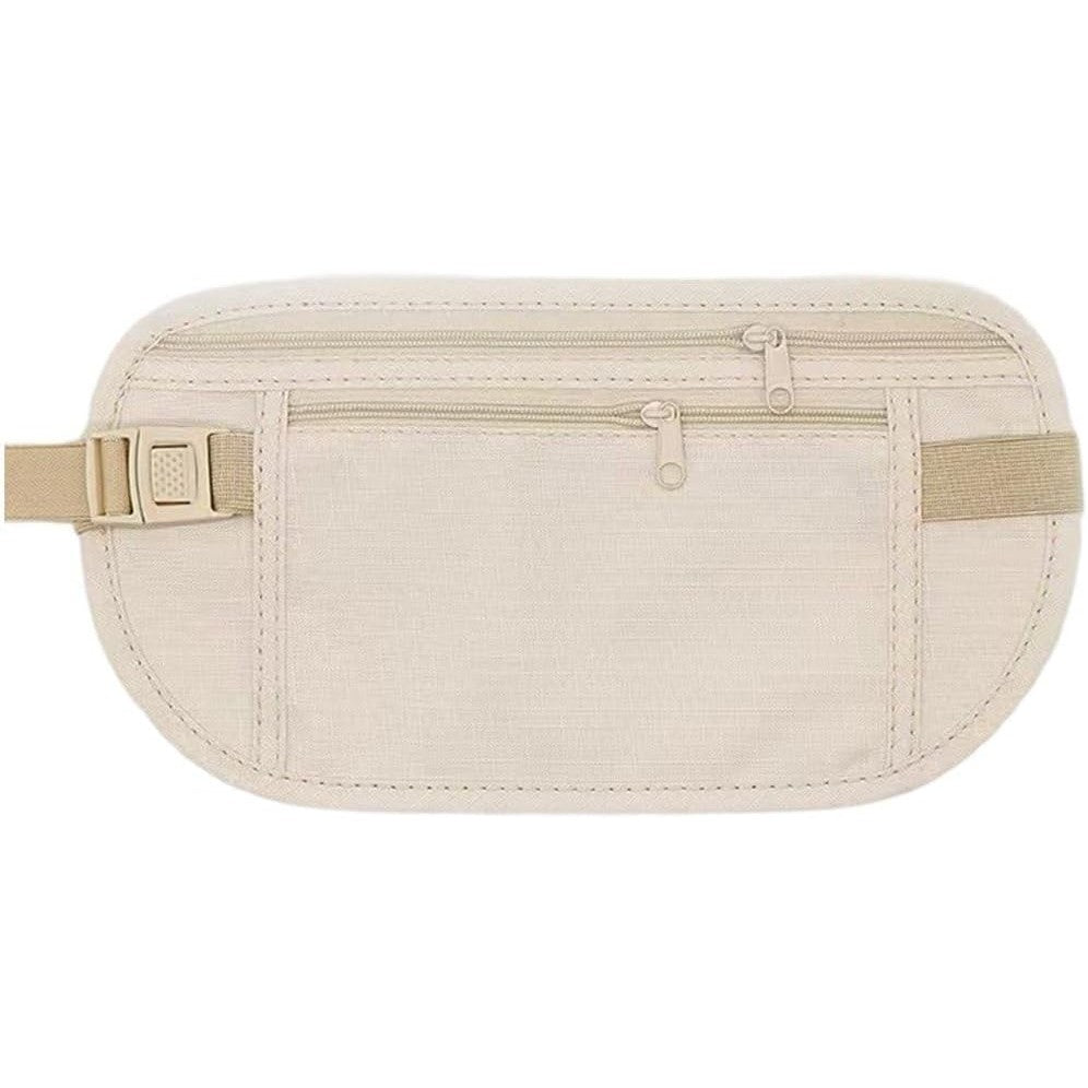 Borseta Anti-Furt, Flippy, 2 Compartimente, Reglabila, Unisex, pentru Documente, Carduri, Telefon, Bej