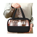 Geanta cosmetice Flippy, pentru voiaj sau organizare, material PVC/textil, impermeabila, portabila, 26 x 15 x 10 cm,