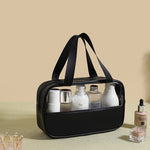 Geanta cosmetice Flippy, pentru voiaj sau organizare, material PVC/textil, impermeabila, portabila, 26 x 15 x 10 cm,
