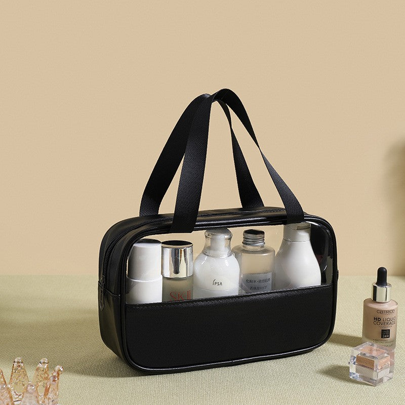 Geanta cosmetice Flippy, pentru voiaj sau organizare, material PVC/textil, impermeabila, portabila, 26 x 15 x 10 cm,