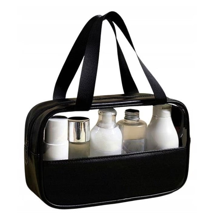 Geanta cosmetice Flippy, pentru voiaj sau organizare, material PVC/textil, impermeabila, portabila, 26 x 15 x 10 cm,