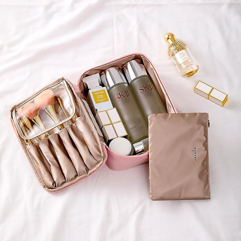 Geanta de Calatorie, Flippy, pentru Cosmetice si Articole de Toaleta, Material Impermeabil, 2 in 1, Portfard Interior