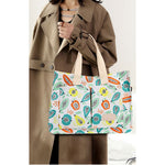 Geanta de Mana/Umar, Multifunctionala, Flippy, Inchidere cu Capsa, Imprimeu Fructe, Material Textil, 33.5 x 25 x 14.5