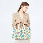 Geanta de Mana/Umar, Multifunctionala, Flippy, Inchidere cu Capsa, Imprimeu Fructe, Material Textil, 33.5 x 25 x 14.5
