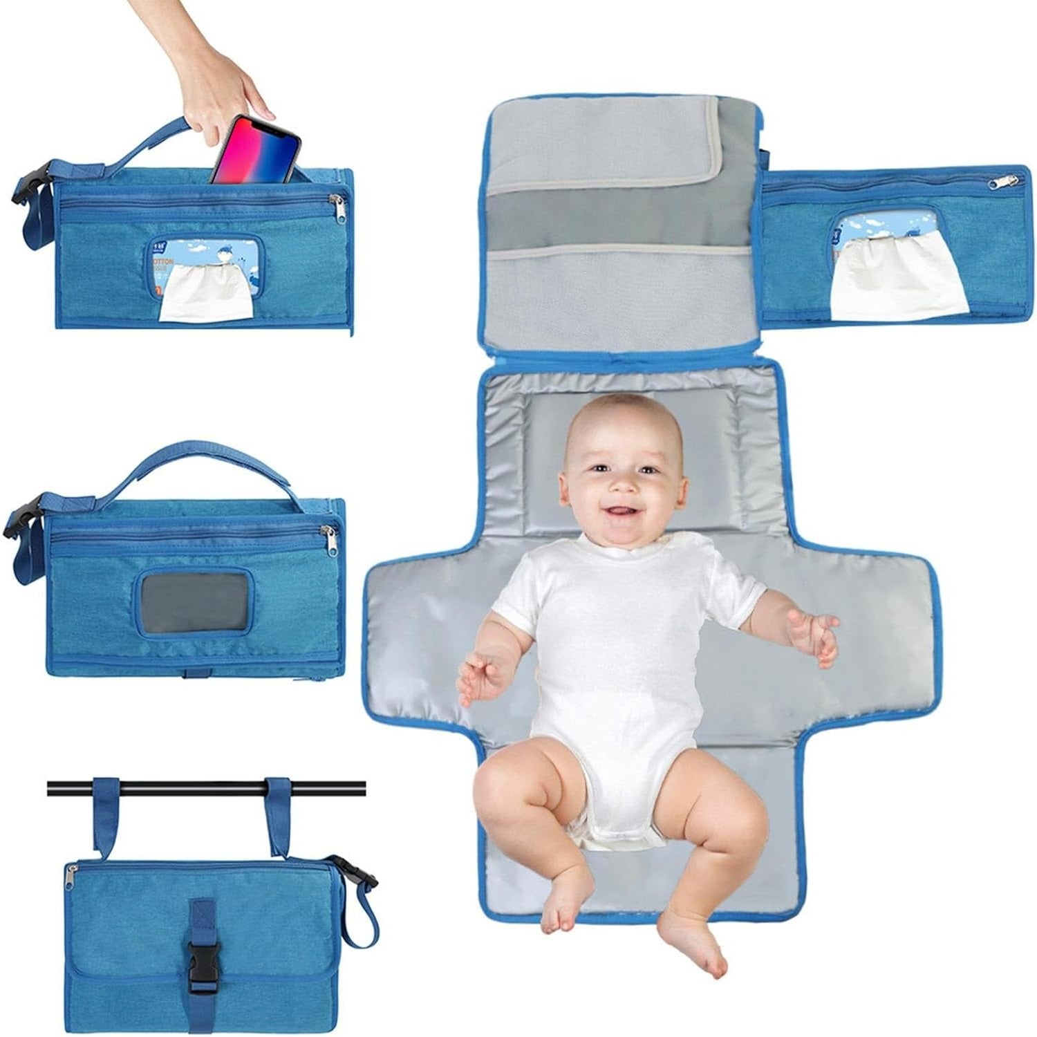 Geanta Multifunctionala, Flippy, Tip Aleza de Schimbat Scutece, Impermeabila, din Panza Oxford, cu Buzunare, Usor de
