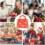 Geanta pentru Copii, Flippy, Pliabila, pentru Cadouri de Craciun, din Panza Netesuta, Merry Christmas, 13 x 12 x 6 cm,