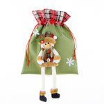 Sac cadouri Flippy, tematica Om de Zapada, Material Textil, 30x25 cm, cu Siret, Verde