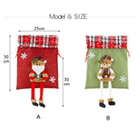 Sac din textil pentru cadouri de Craciun, Flippy, Model Ren, 30x25 cm, Gri