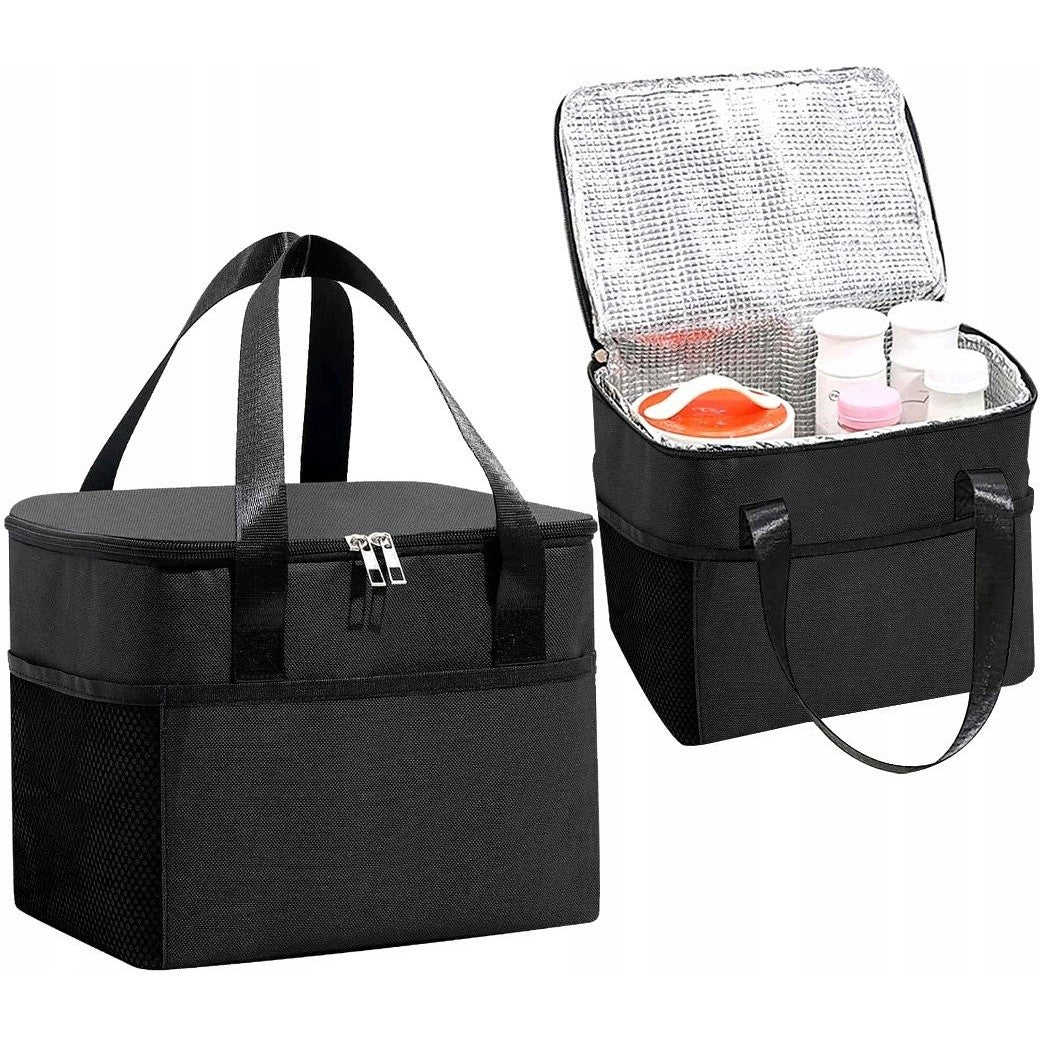 Geanta Termica Flippy pentru Pranz, Compartimente Telefon si Tacamuri, Multifunctionala, Impermeabila, 24x18x21 cm,