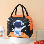 Geanta Termoizolanta pentru Copii, Flippy, 23x13x19 cm, Model Imprimeu Astronaut, din Folie de Aluminiu si Panza