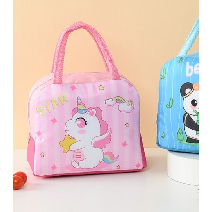 Geanta Termoizolanta pentru Copii, Flippy, 23x13x19 cm, Model Imprimeu Unicorn, din Folie de Aluminiu si Panza Oxford,