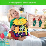 Ghiozdan Montessori, Flippy, pentru Copii 2-6 ani, Fidget Pop, cu Catarame si Fermoare, Jucarii Senzoriale, Activitate
