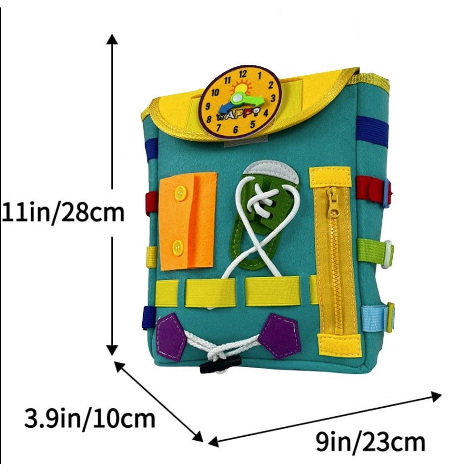 Ghiozdan Montessori, Flippy, pentru Copii 2-6 ani, Fidget Pop, cu Catarame si Fermoare, Jucarii Senzoriale, Activitate