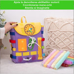 Ghiozdan Montessori, Flippy, pentru Copii 2-6 ani, Fidget Pop, cu Catarame si Fermoare, Jucarii Senzoriale, Activitate