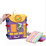 Ghiozdan Montessori, Flippy, pentru Copii 2-6 ani, Fidget Pop, cu Catarame si Fermoare, Jucarii Senzoriale, Activitate