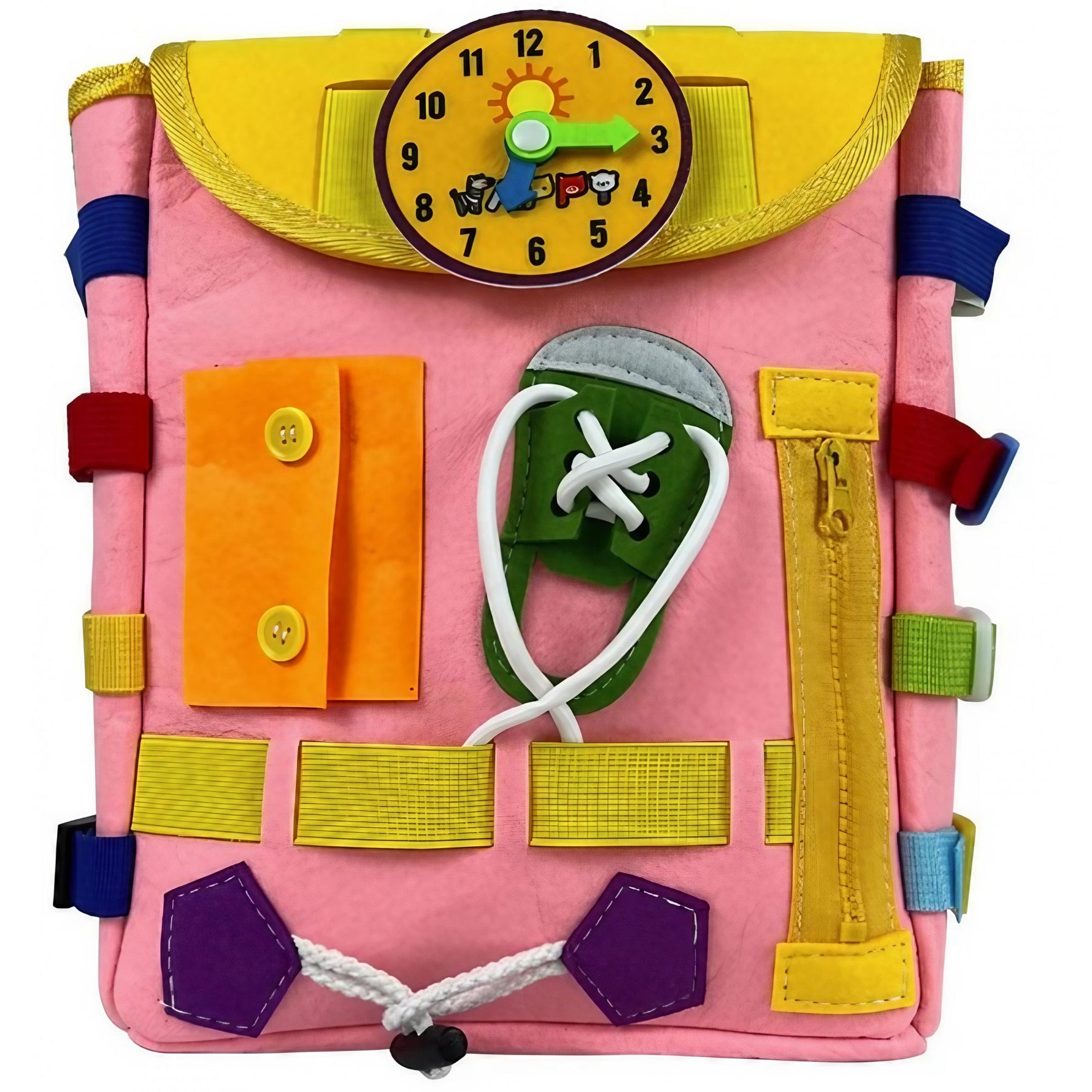 Ghiozdan Montessori, Flippy, pentru Copii 2-6 ani, Fidget Pop, cu Catarame si Fermoare, Jucarii Senzoriale, Activitate