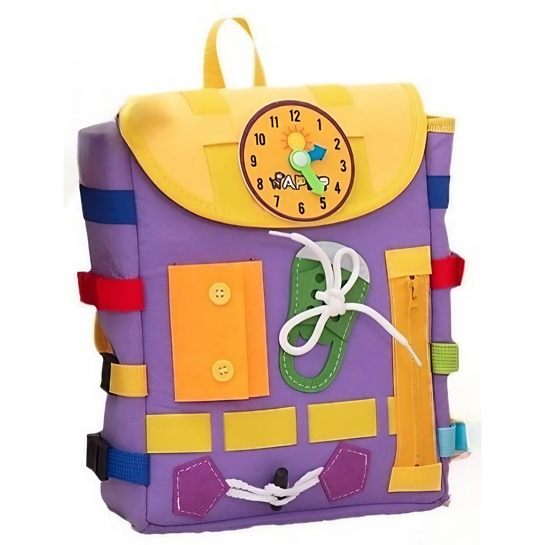 Ghiozdan Montessori, Flippy, pentru Copii 2-6 ani, Fidget Pop, cu Catarame si Fermoare, Jucarii Senzoriale, Activitate