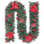 Ghirlanda decorativa Craciun cu Globuri si funde rosii, Flippy, 2,70 m, Verde