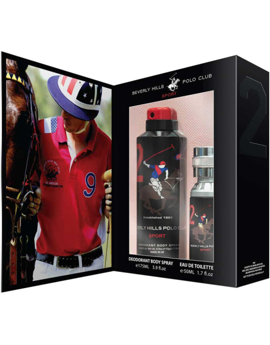 Gift Set Beverly Hills Polo Club: 1982 - Sport 2, Eau De Toilette, For Men, 50 ml + 1982 - Sport 2, Anti-Perspirant, Deodorant Spray, For Men, 175 ml - Olmarkt