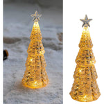 Decoratiune de Craciun, Flippy, Model Brad cu Stea, din Sticla, Lumini, Baterii 3 AA, 24 x 8 cm, Auriu