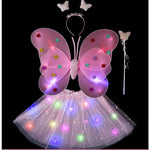 Costum Fluturas cu Aripi Modelabile Luminoase pentru Copii, Flippy, Fusta din Tul cu Lumini, Bagheta si Bentita, 4