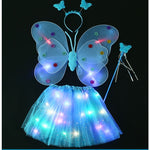 Costum Fluturas cu Aripi Modelabile Luminoase pentru Copii, Flippy, Fusta din Tul cu Lumini, Bagheta si Bentita, 4