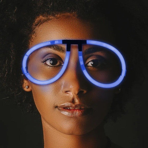 Ochelari Decorativi, Flippy, din Plastic, Fluorescenti, Accesoriu Petrecere, Albastru