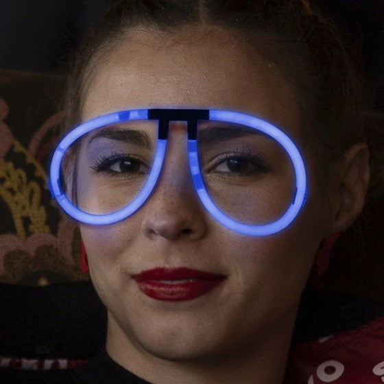 Ochelari Decorativi, Flippy, din Plastic, Fluorescenti, Accesoriu Petrecere, Albastru