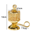 Arzator de Tamaie cu Carbune, Flippy, Metal Auriu, Stil Orientul Mijlociu, Portabil, cu Capac Anti Cenusa, 14 x 6.5 cm,