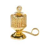 Arzator de Tamaie cu Carbune, Flippy, Metal Auriu, Stil Orientul Mijlociu, Portabil, cu Capac Anti Cenusa, 14 x 6.5 cm,