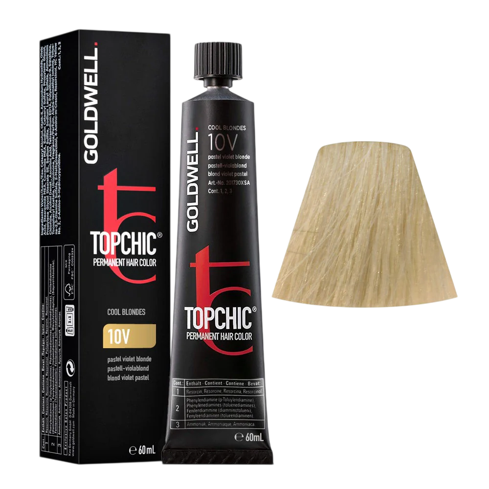 Goldwell, TopChic, Vopsea permanentă de păr, 10V Pastel Violet Blonde, 60 ml