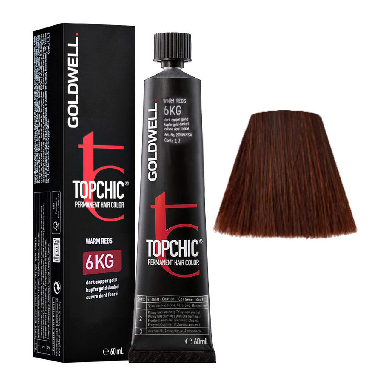 Goldwell, TopChic, Vopsea permanentă de păr, 6Kg Dark Copper Blonde, 60 ml