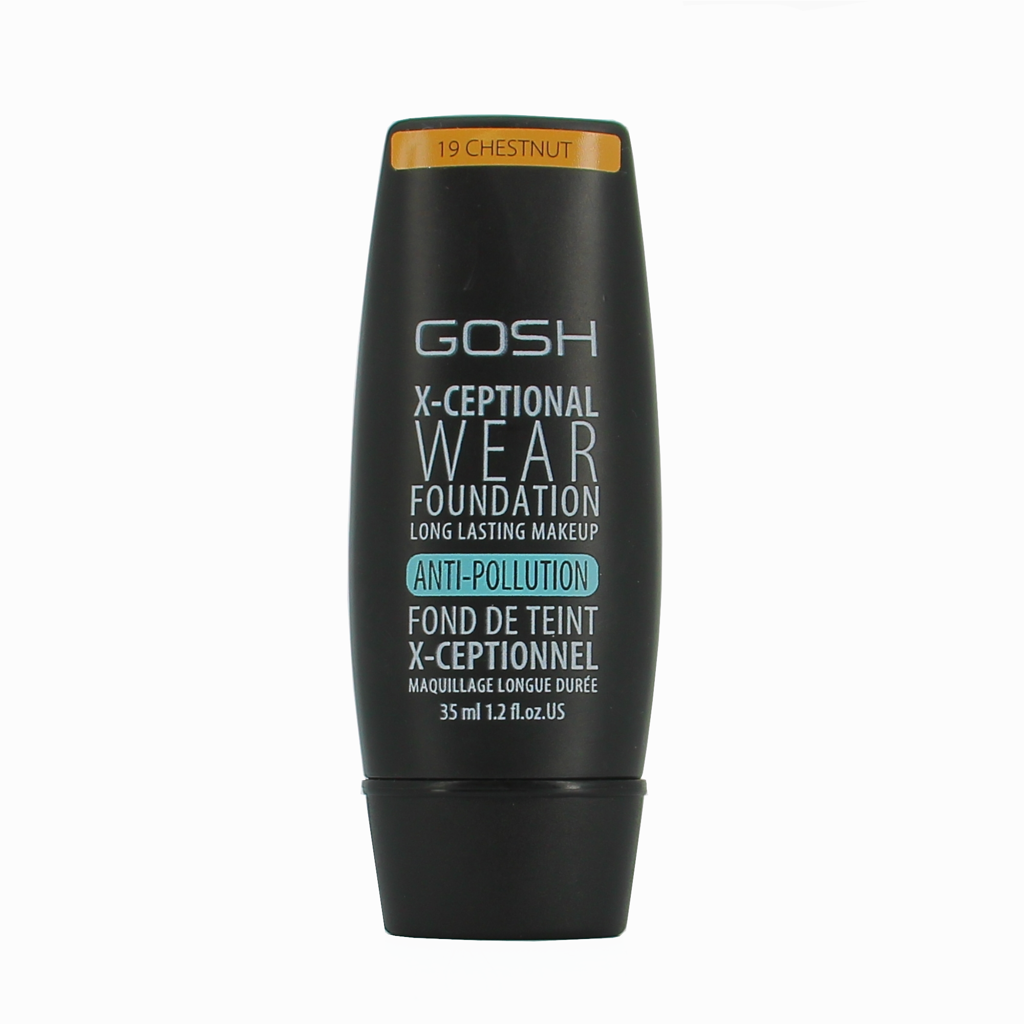 Gosh, X-Ceptional Wear, Vitamina E, De lungă durată, Fond de ten cremos, 19, Castană, 30 ml