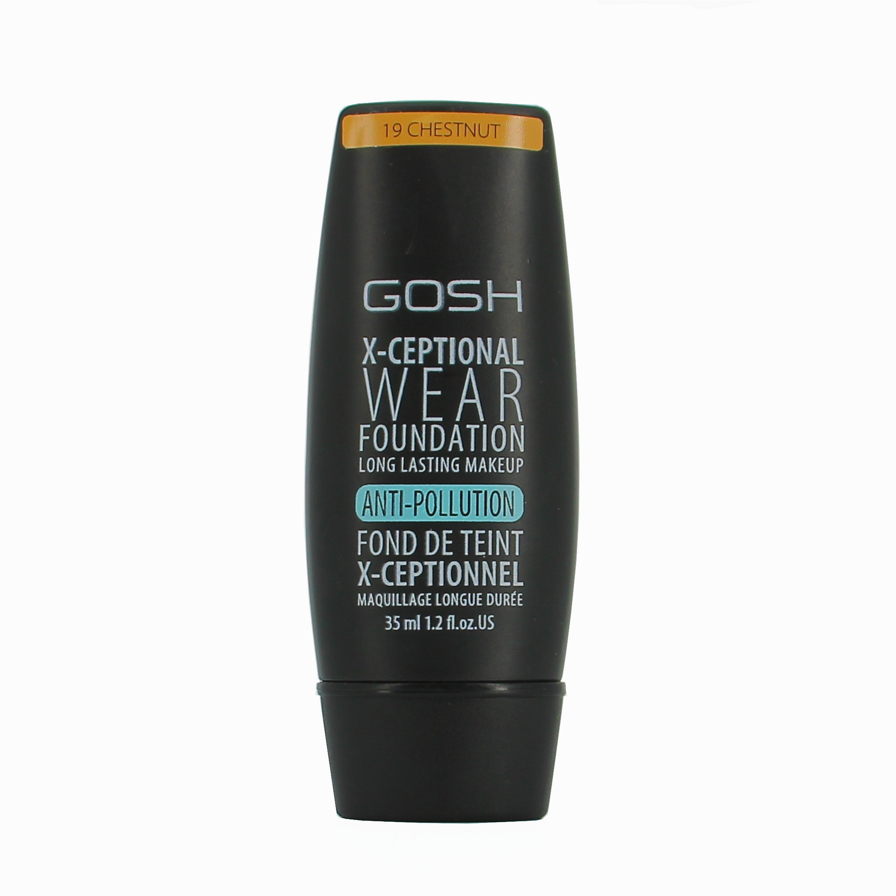 Gosh, X-Ceptional Wear, Vitamina E, De lungă durată, Fond de ten cremos, 19, Castană, 30 ml