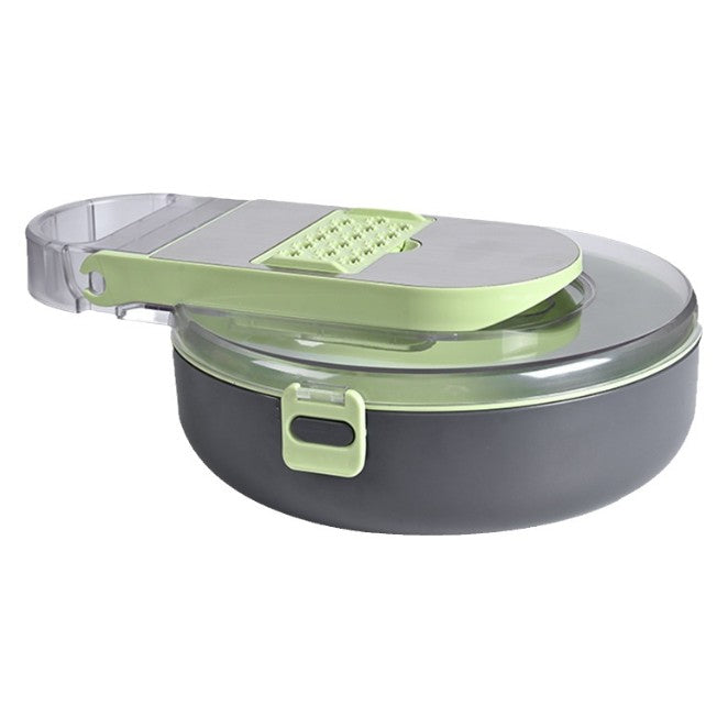 Feliator Multifunctional, Flippy, Razatoare, 8 in 1, pentru Fructe si Legume, 12 Piese, Lame de Inox, Recipient