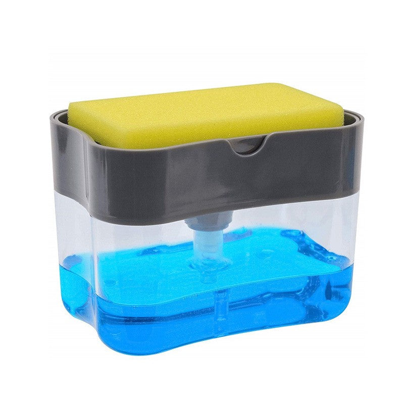 Dozator Flippy, Dispenser 2 in 1 pentru Detergent Lichid de Vase sau pentru Obiecte Sanitare cu Suport pentru Burete de