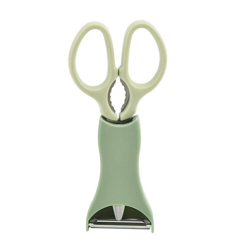 Set foarfeca pentru bucatarie Flippy, curatator legume tip suport, multifunctional, spargator nuci, material ABS si