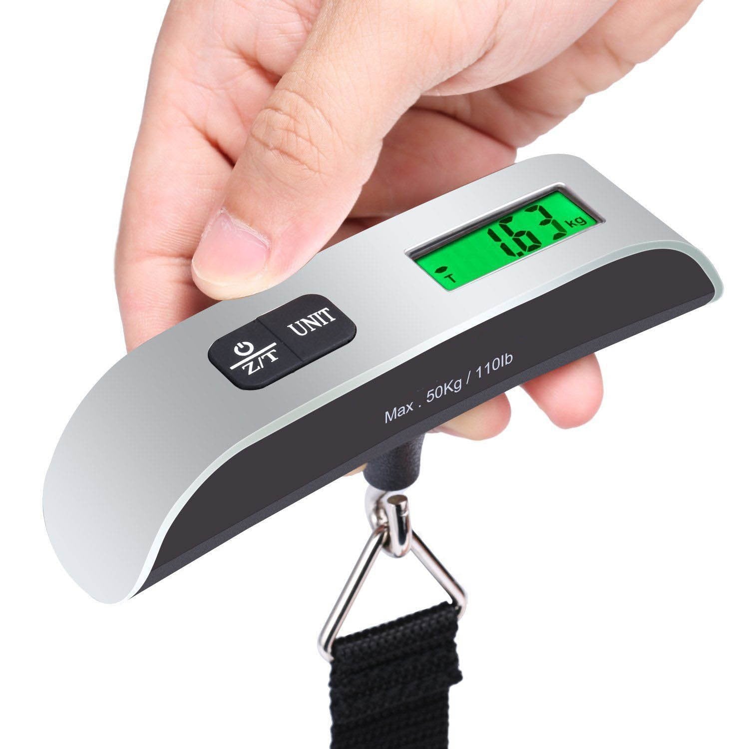 Cantar Digital de Mana Curea, Flippy, Cantar Portabil, Cantarire Bagaje, Capacitate 50 kg, Functie de Tara, 12.5 x 2.8