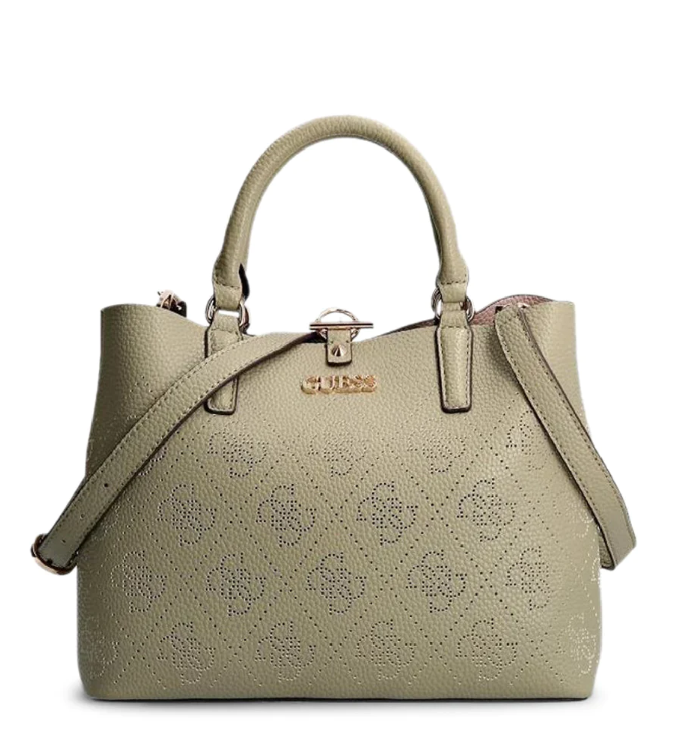 Guess, Amara, Poliuretan, Geantă de mână textilă, Logo 4G, Verde, HWSG8493060, 29 x 22 x 14 cm - Olmarkt