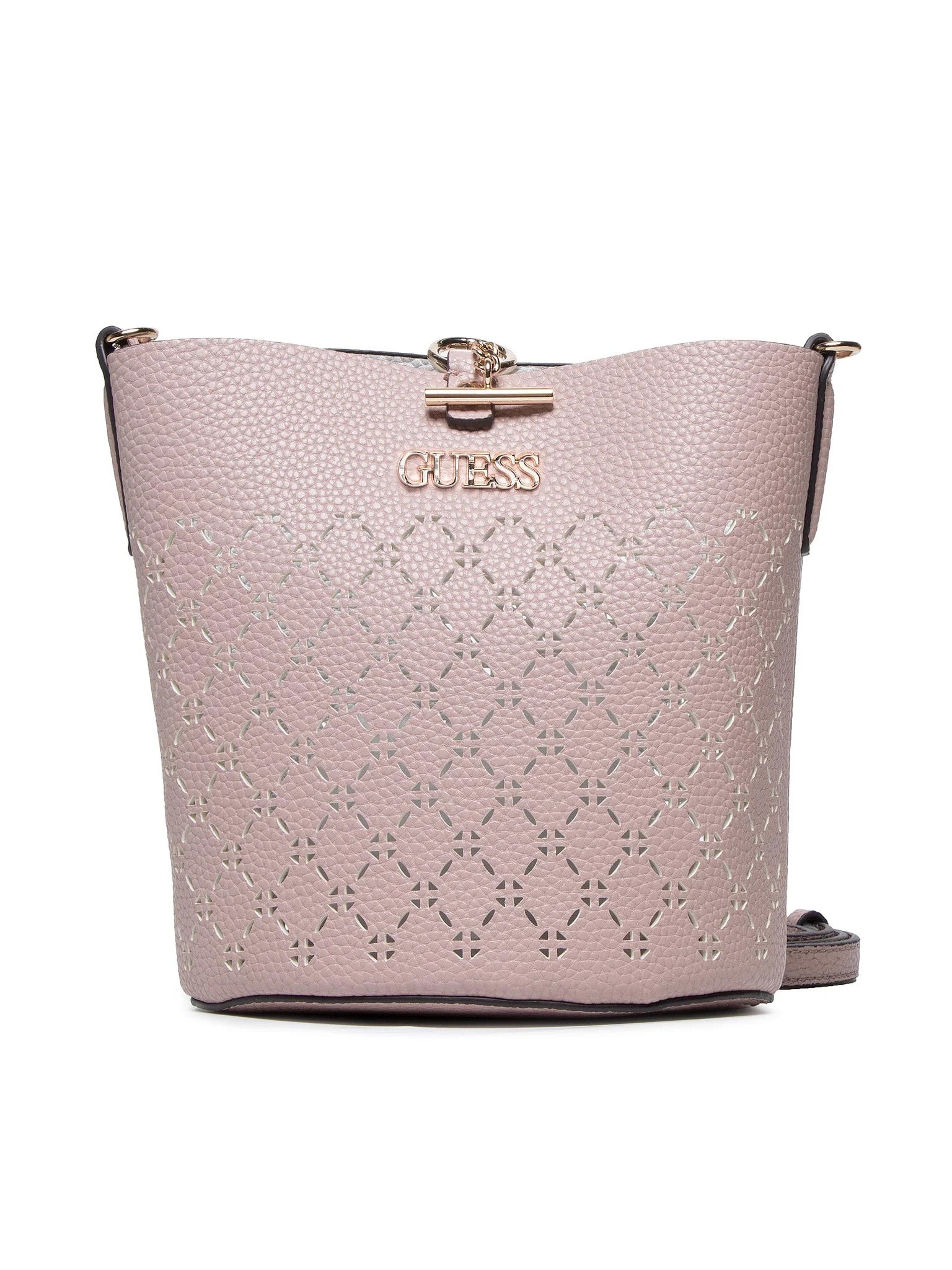 Guess, Amara Bucket, Piele sintetică, Geantă textilă, Roz pudrat, HWXG8493010, Pentru femei, 18/23 x 20 x 14 / 14/18 x 18 x 7 cm - Olmarkt